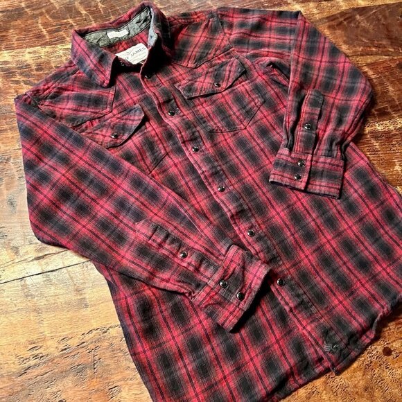 Cody James Red Plaid Western Flannel S - Picture 1 of 14